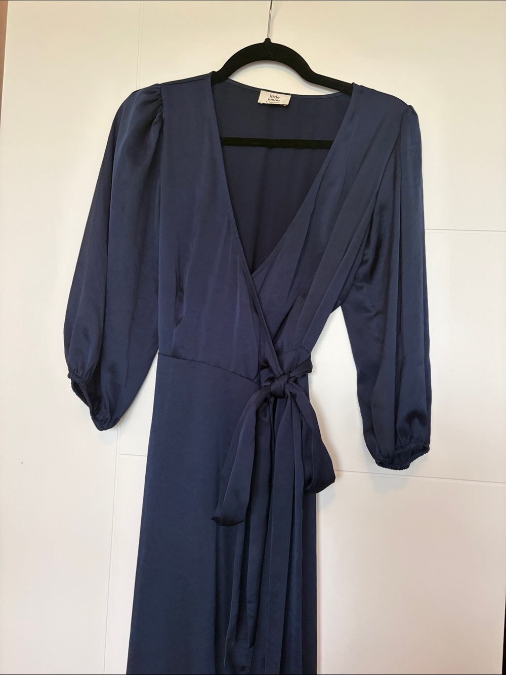 Aritzia Navy Wrap Maxi Dress with Tie Waist